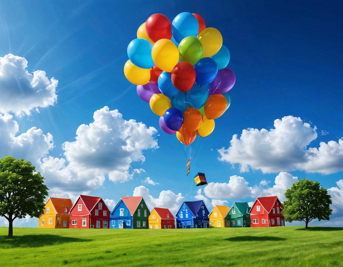 A vibrant, uplifting digital landscape showcasing different web hosting solutions represented by colorful balloons lifting websites into a bright blue sky. Each balloon uniquely designed to symbolize various hosting services, surrounded by cheerful clouds and rays of sunshine. The scene conveys a sense of positivity and growth in website performance. super-realistic. vibrant colors. cheerful atmosphere.